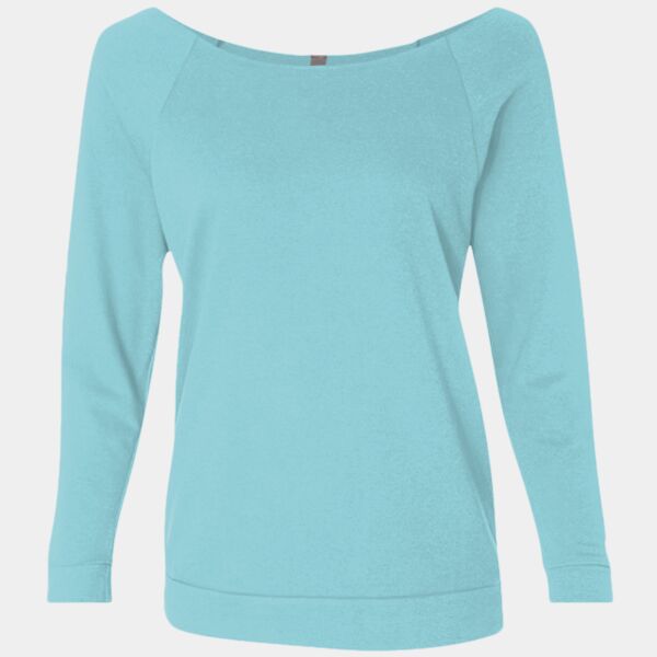 Women's Terry Raw Edge Three-Quarter Sleeve Raglan Thumbnail